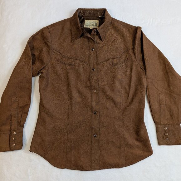 Vintage Western Roper Shirt Paisley Microsuede Pearl Snap Women Small Embossed - Picture 2 of 11